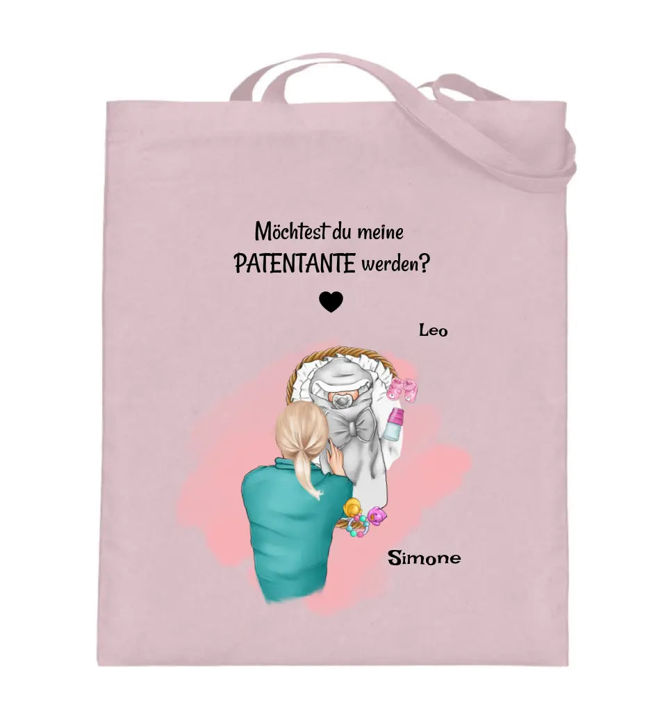 Patentante fragen Jutebeutel tasche Geschenk personalisiert