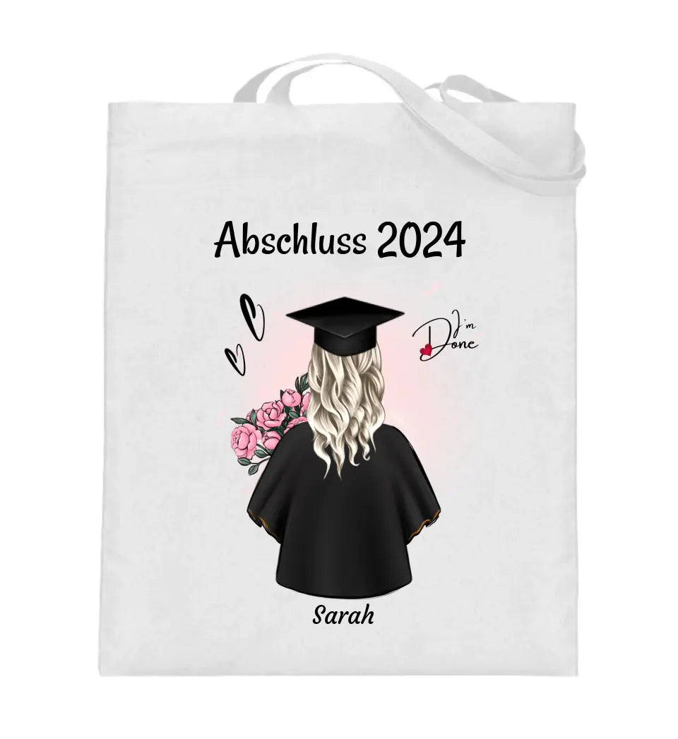 Frau Abschlussgeschenk Abitur, Bachelor, Master oder Ausbildung Jutebeutel Tasche