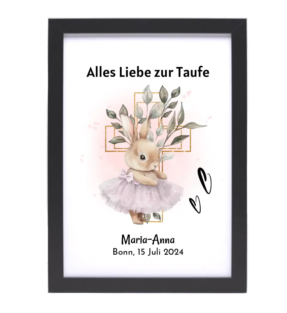 Mädchen Taufe Geschenk Bild / Poster / Karte personalisiert