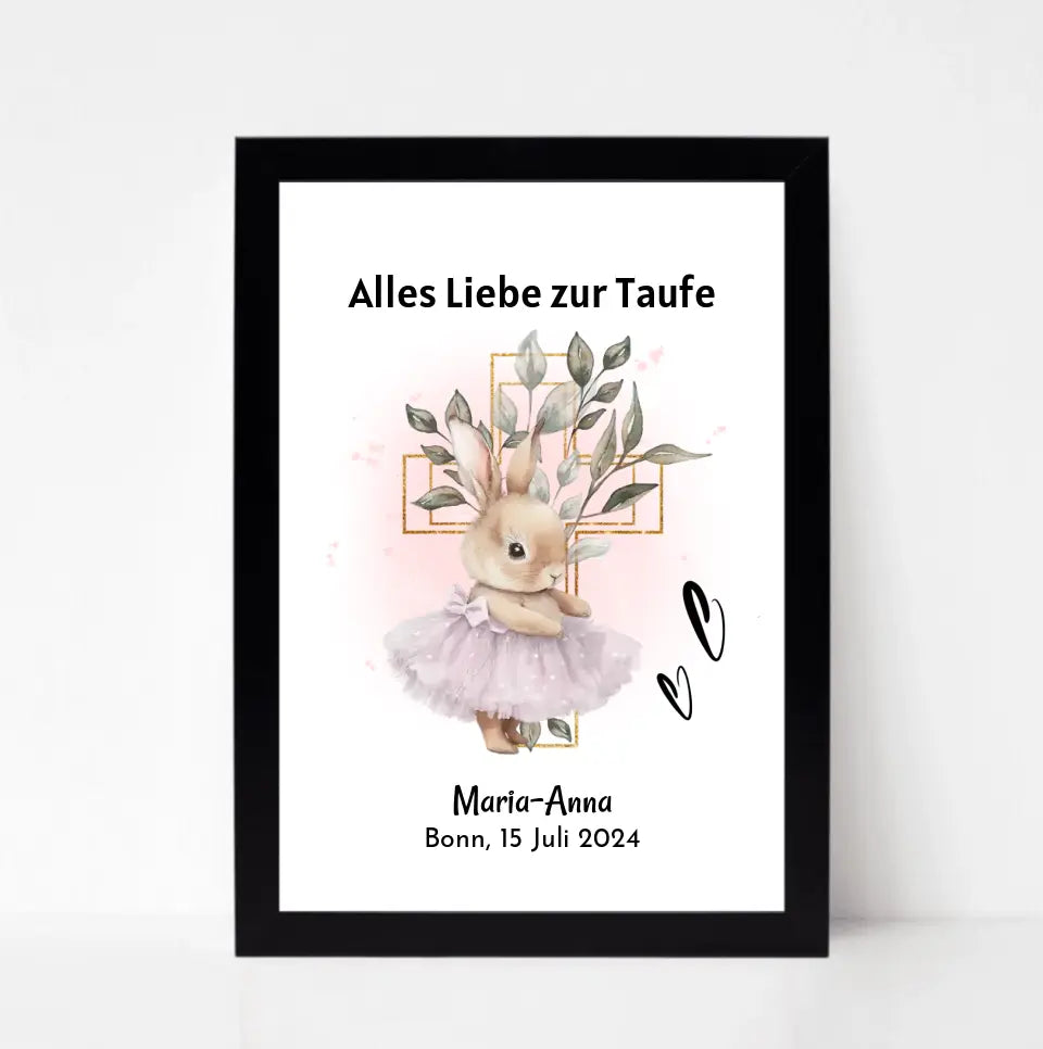 Mädchen Taufe Geschenk Bild / Poster / Karte personalisiert