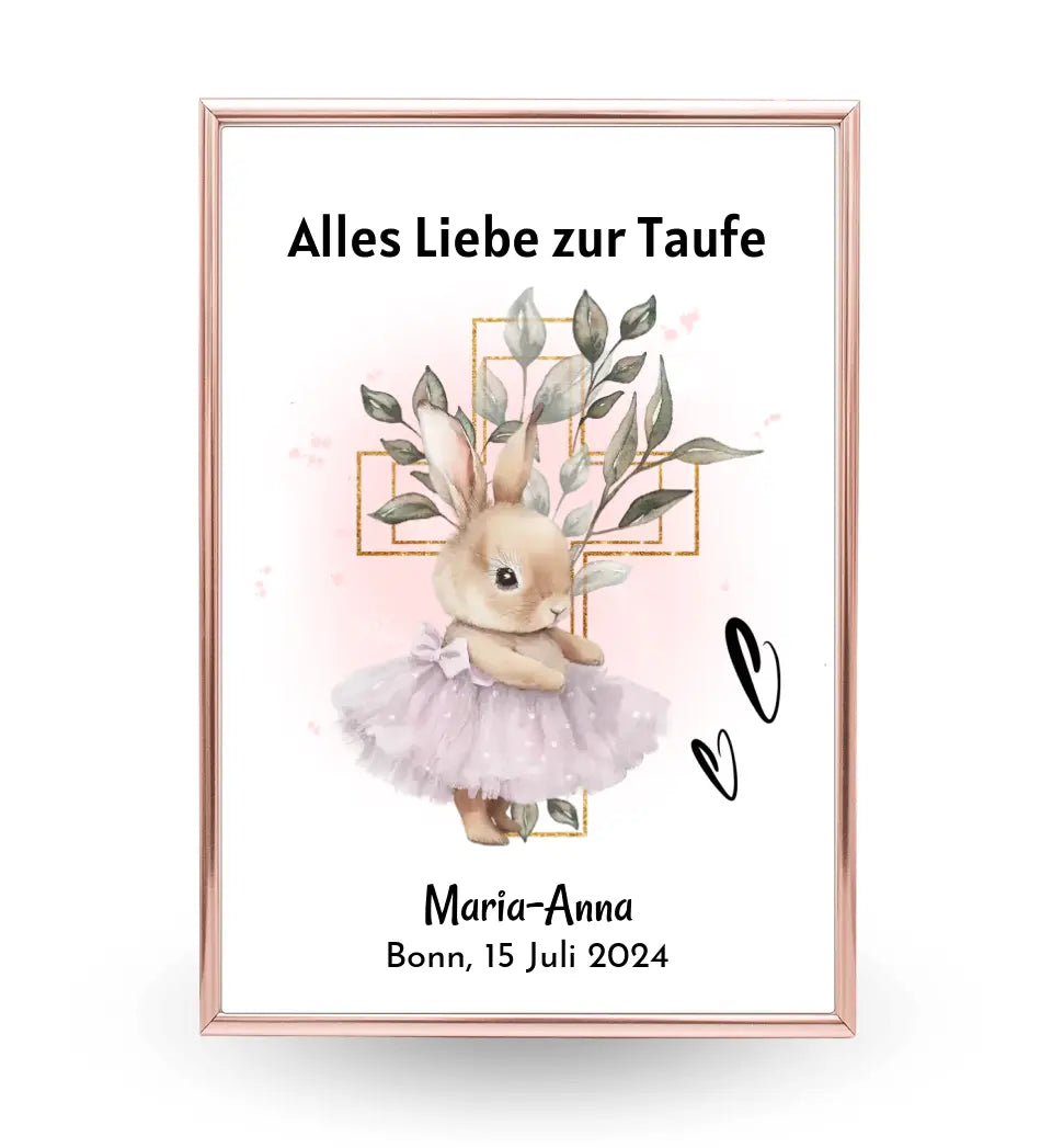 Mädchen Taufe Geschenk Bild / Poster / Karte personalisiert