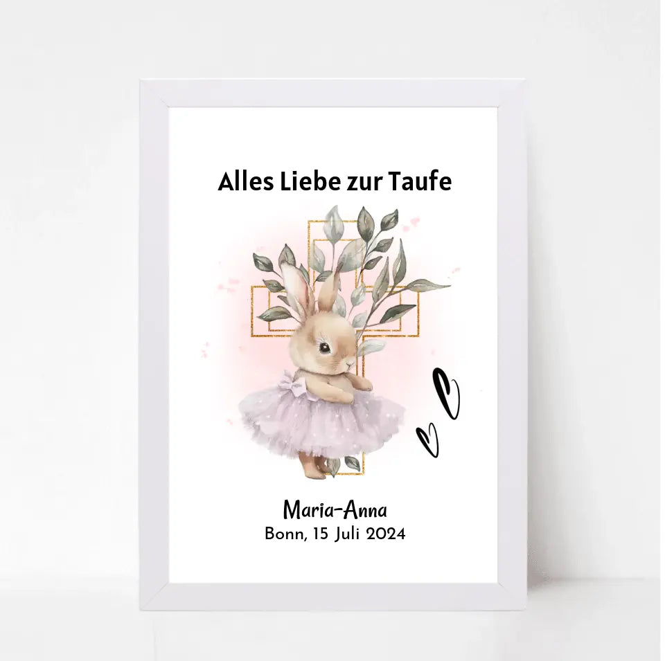 Mädchen Taufe Geschenk Bild / Poster / Karte personalisiert