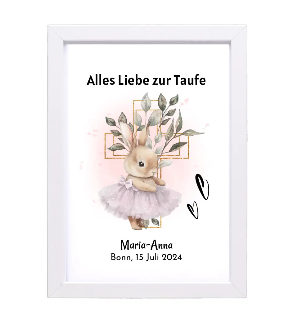 Mädchen Taufe Geschenk Bild / Poster / Karte personalisiert