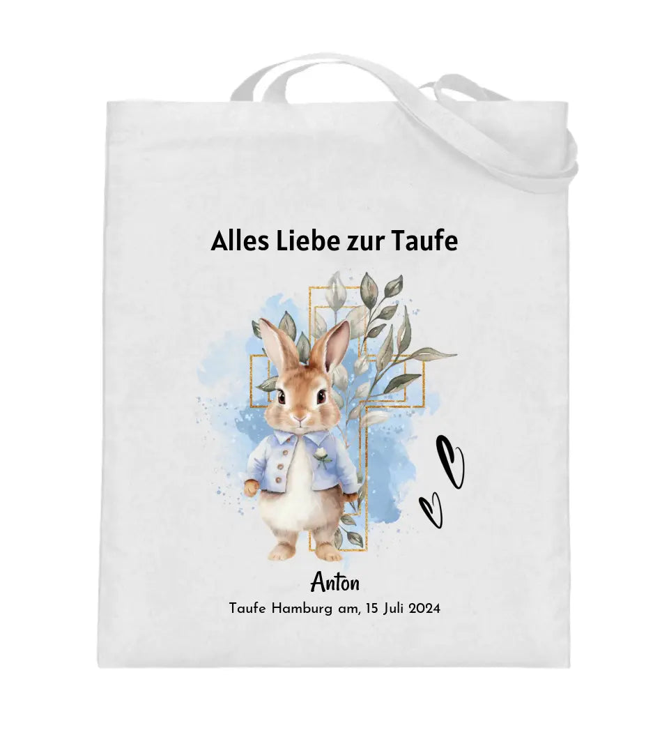 Taufgeschenk Junge Jutebeutel Tasche personalisiert