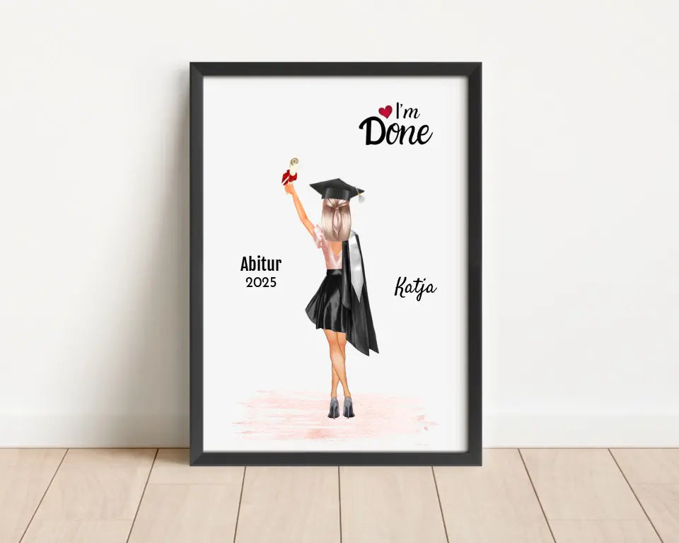 Abitur Abschluss Bild Geschenk personalisiert für Mädchen