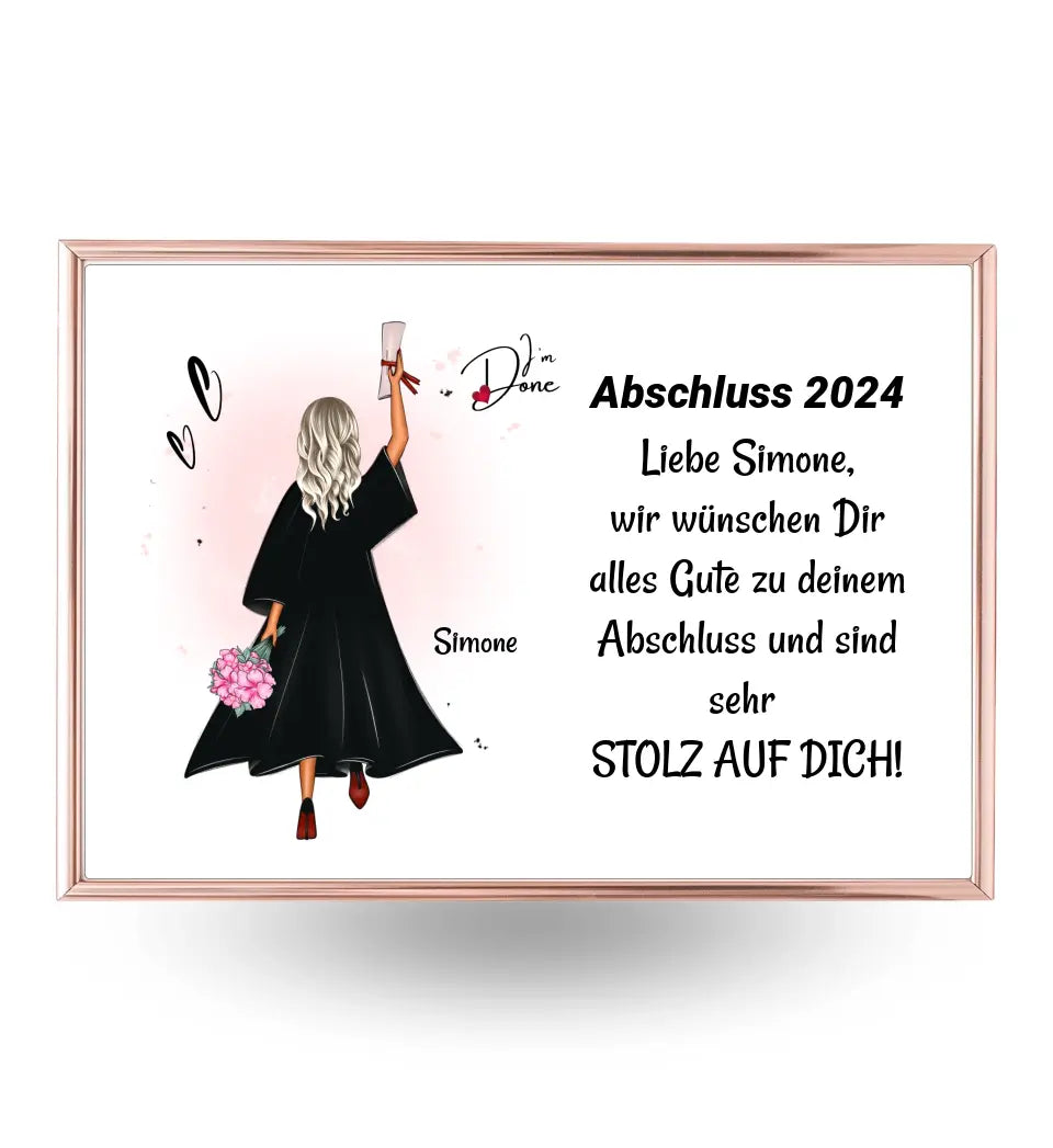 Mädchen Poster Abschlussgeschenk zum Abitur Bachelor Master oder Ausbildung