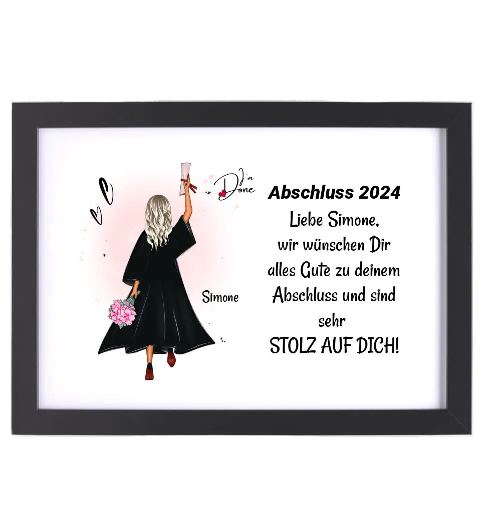 Mädchen Poster Abschlussgeschenk zum Abitur Bachelor Master oder Ausbildung