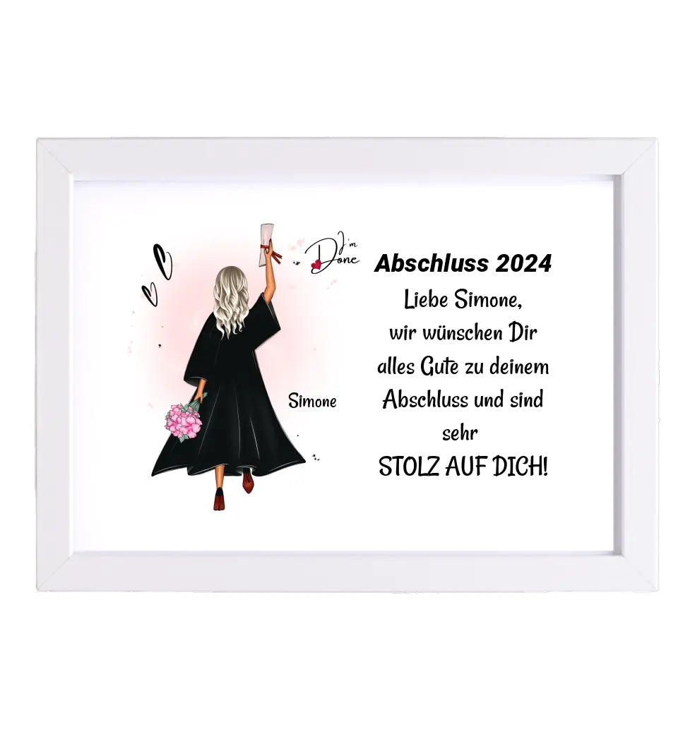 Mädchen Poster Abschlussgeschenk zum Abitur Bachelor Master oder Ausbildung