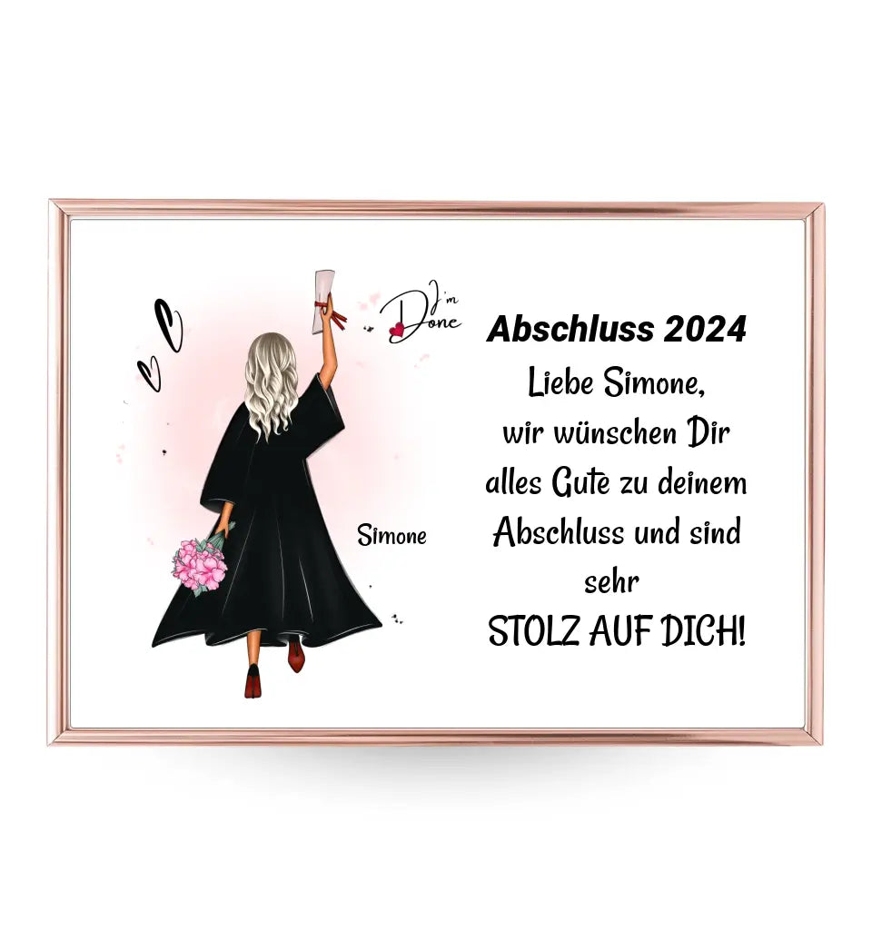 Mädchen Poster Abschlussgeschenk zum Abitur Bachelor Master oder Ausbildung