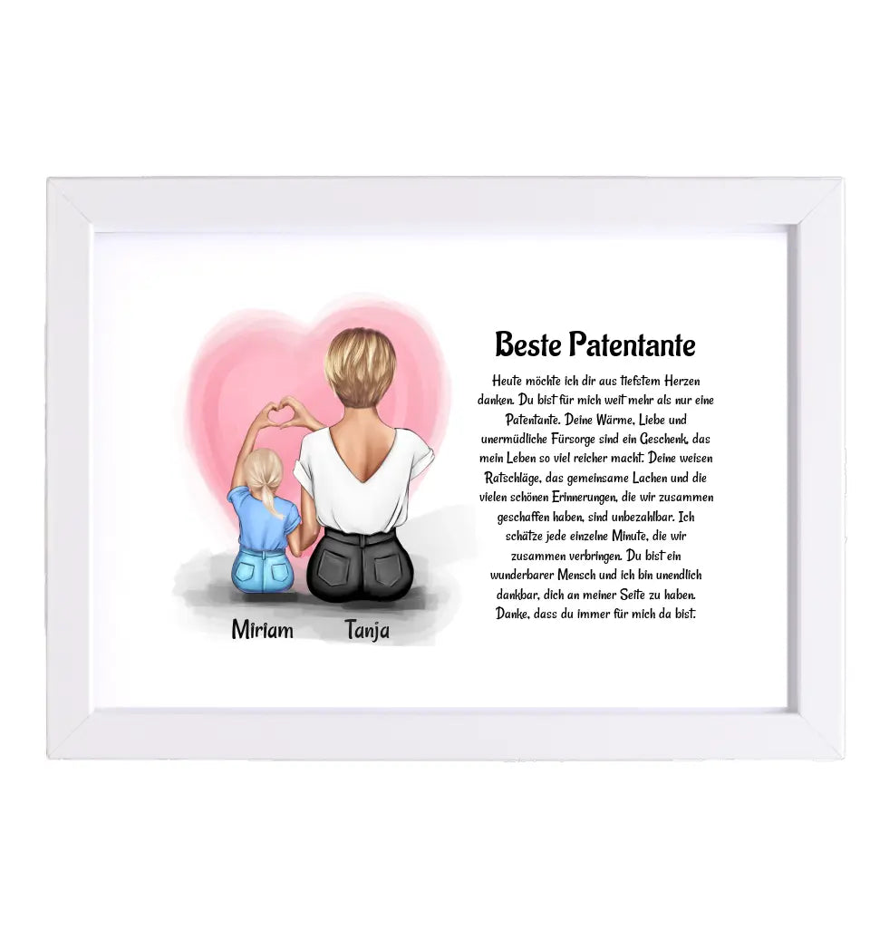 Patentante Patenkind Mädchen Poster Bild Karte Geschenk