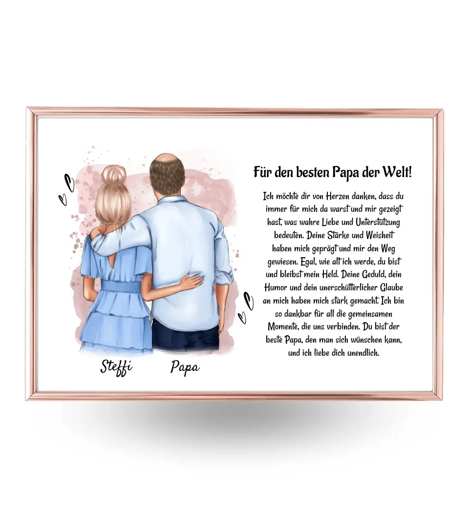 Vater Tochter Bild Poster Karte Geschenk personalisiert