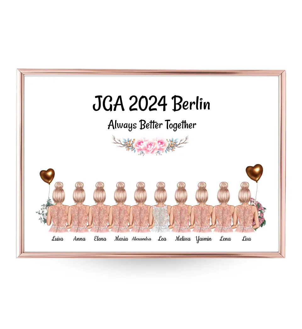 10 Freundinnen JGA Poster Geschenk personalisiert