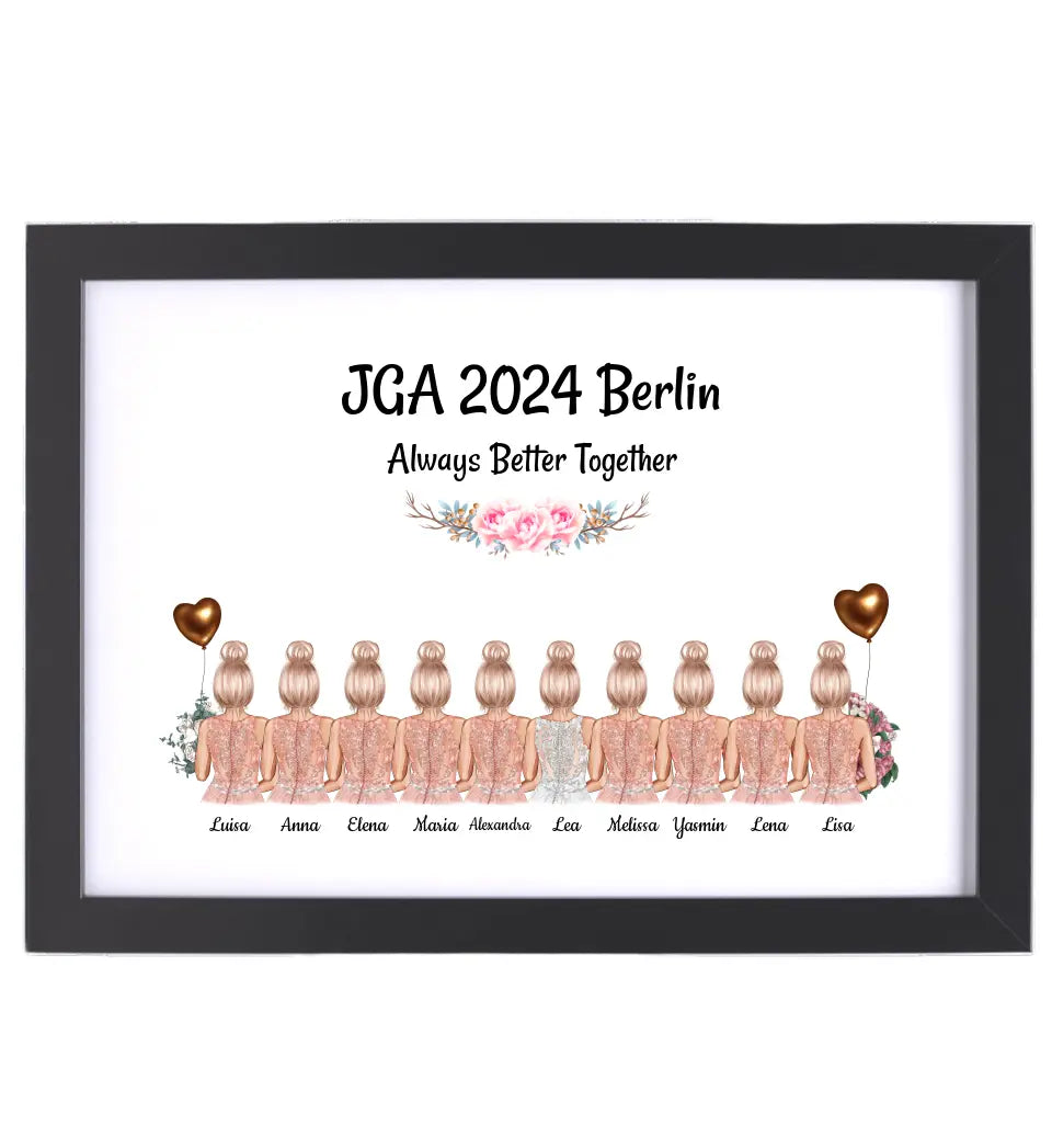 10 Freundinnen JGA Poster Geschenk personalisiert