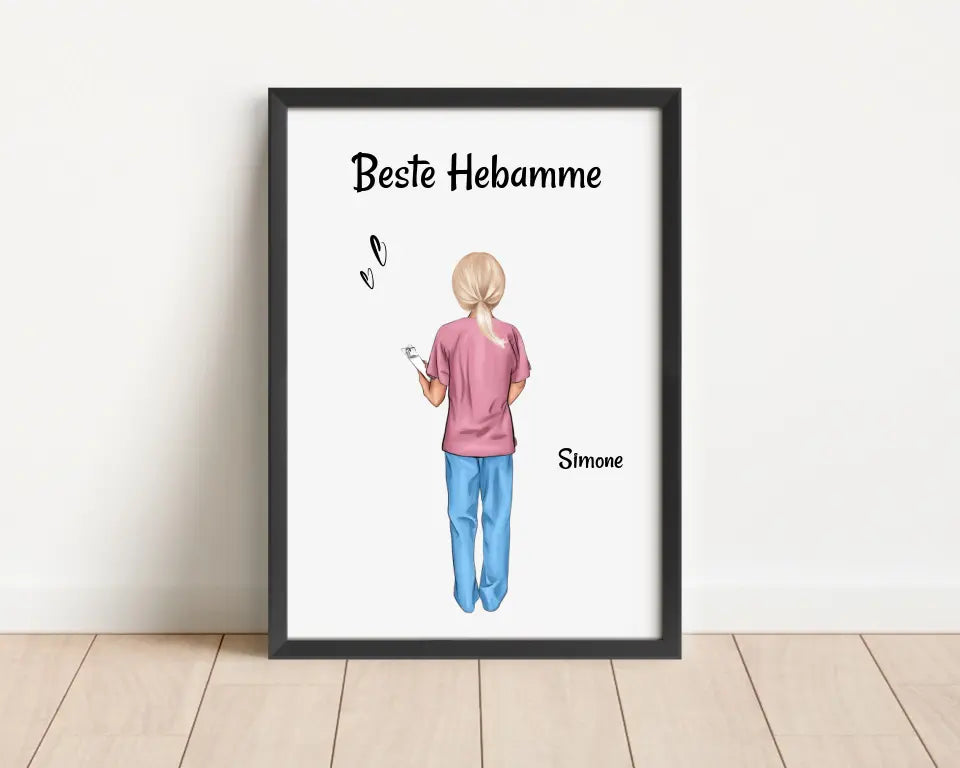 Beste Hebamme Bild Geschenk personalisiert