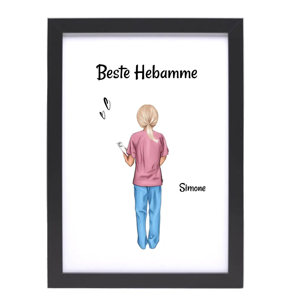 Beste Hebamme Bild Geschenk personalisiert