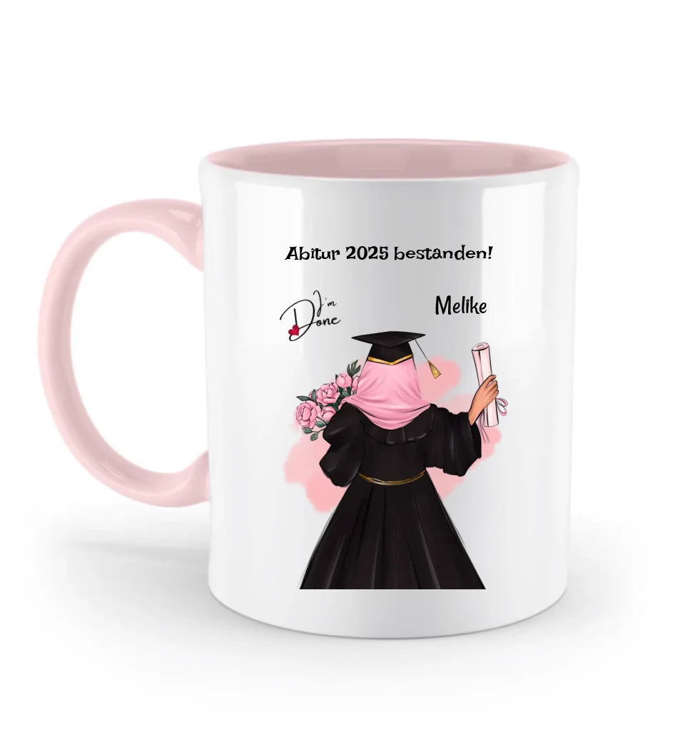 Abitur Tasse Mädchen mit Kopftuch Geschenk personalisiert