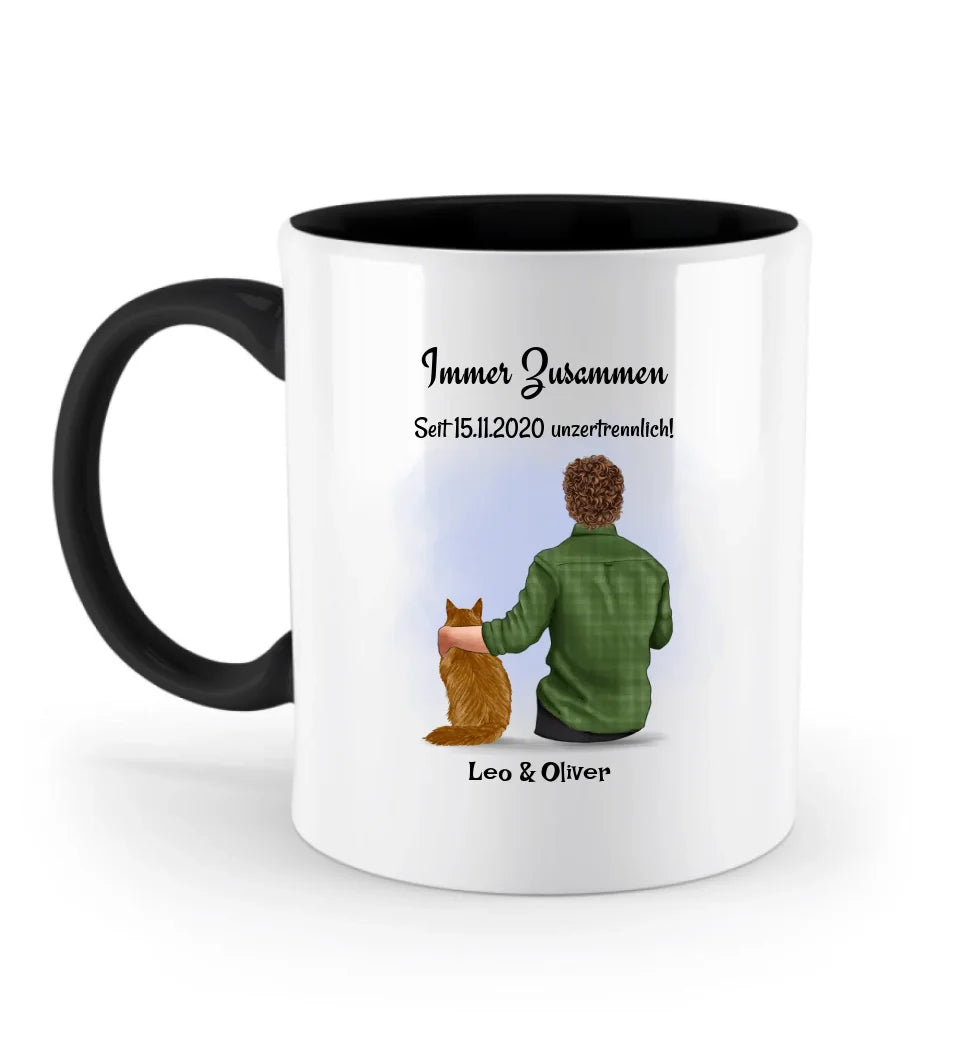 Junge Katze Tasse Geschenk personalisiert mit 1-2 Katzen