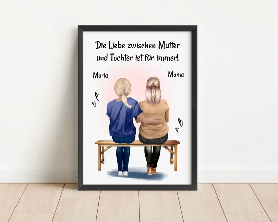 Geschenk Mutter Tochter Poster mit Spruch personalisiert