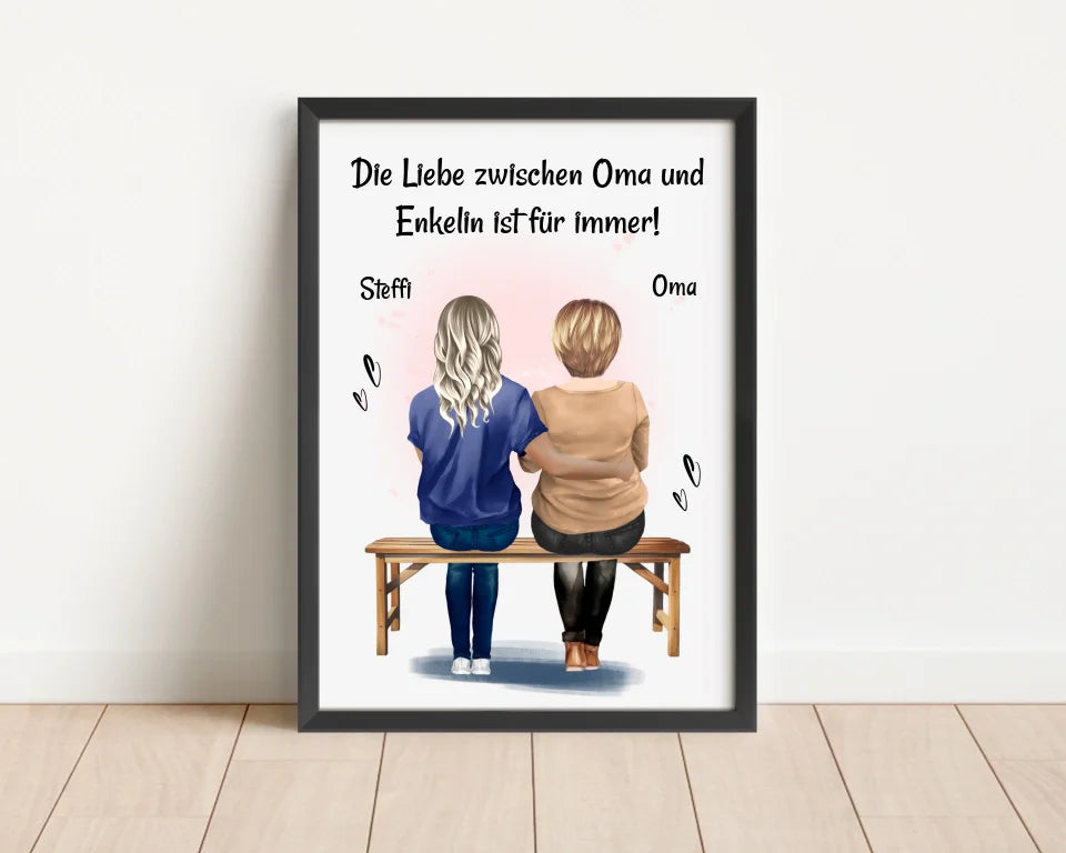 Oma Enkelin Geschenk Poster personalisiert