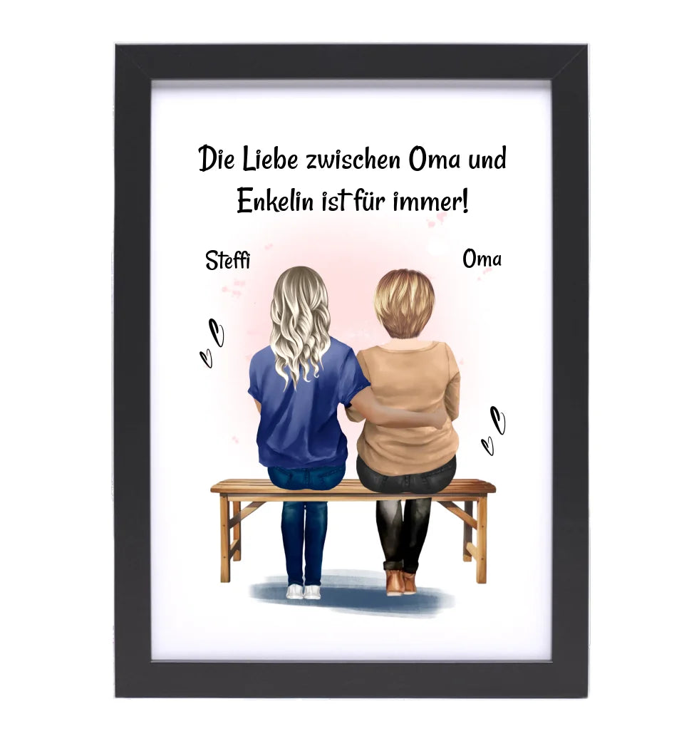 Oma Enkelin Geschenk Poster personalisiert