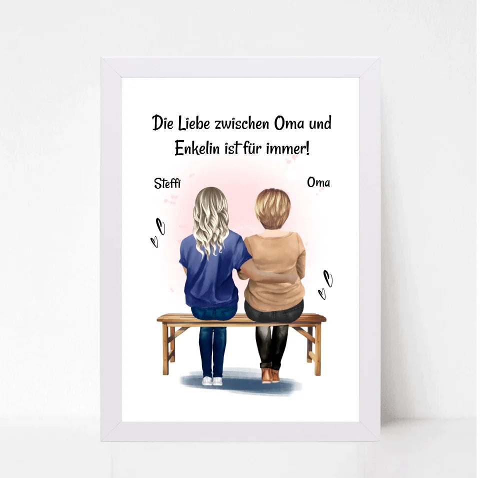 Oma Enkelin Geschenk Poster personalisiert