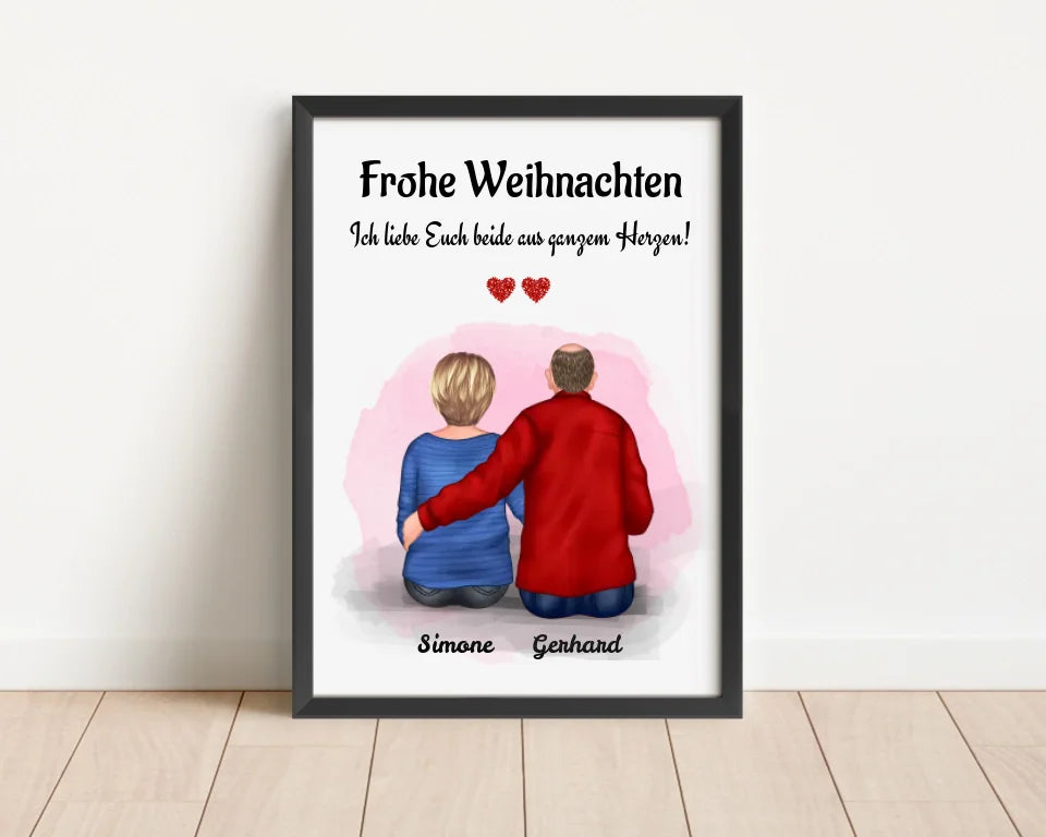 Oma und Opa Bild Weihnachtsgeschenk personalisiert