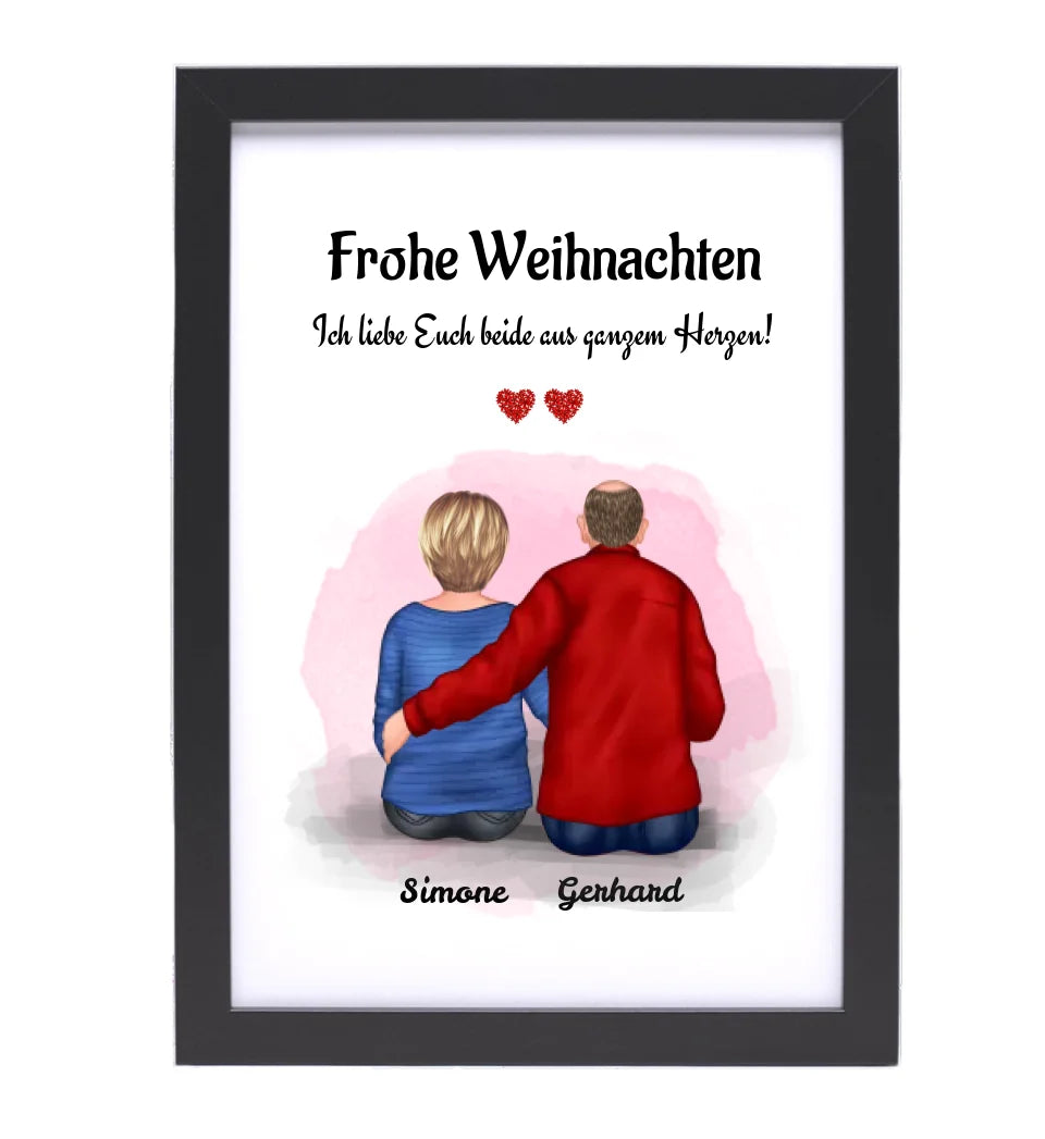 Oma und Opa Bild Weihnachtsgeschenk personalisiert