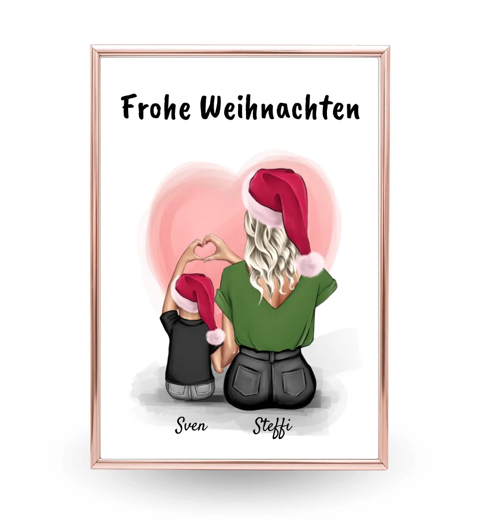 Geschenk Bild Patentante & kleiner Junge zu Weihnachten