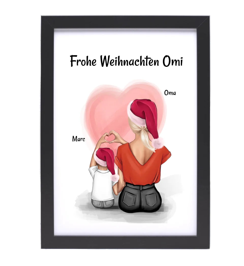 Oma & Enkel Junge Bild Weihnachtsgeschenk Poster personalisiert