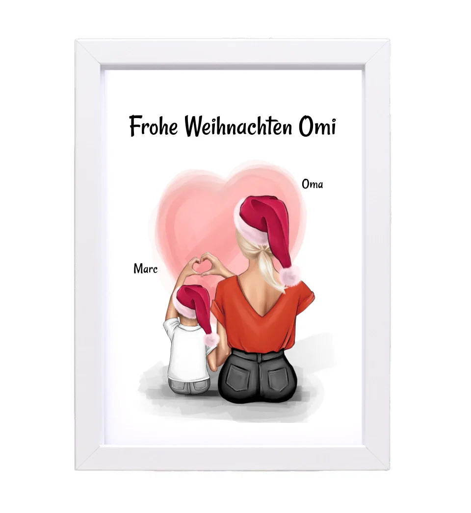 Oma & Enkel Junge Bild Weihnachtsgeschenk Poster personalisiert