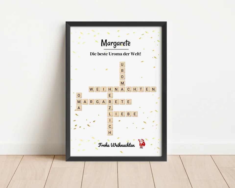 Uroma Weihnachtsgeschenk Bild Scrabble Style personalisierbar