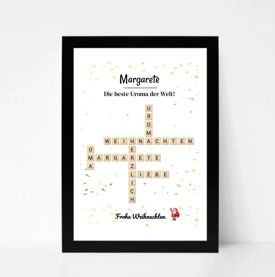 Uroma Weihnachtsgeschenk Bild Scrabble Style personalisierbar