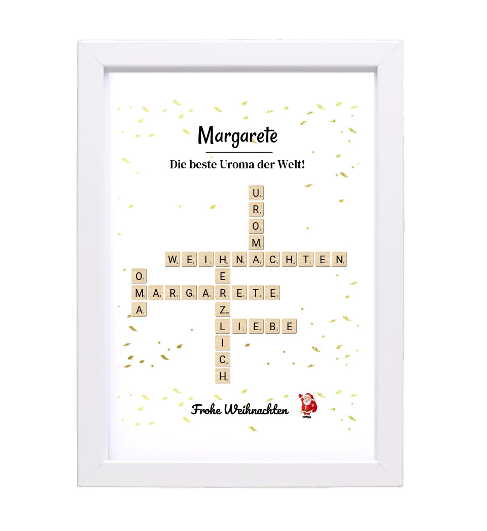 Uroma Weihnachtsgeschenk Bild Scrabble Style personalisierbar