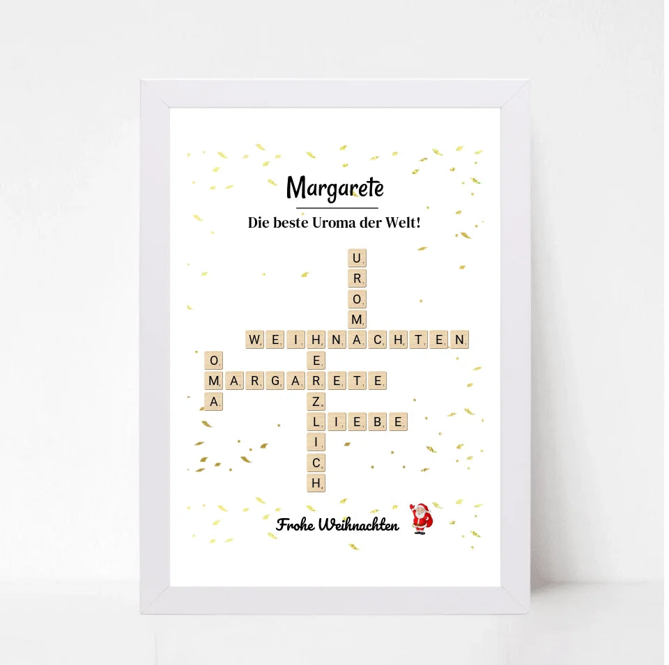 Uroma Weihnachtsgeschenk Bild Scrabble Style personalisierbar