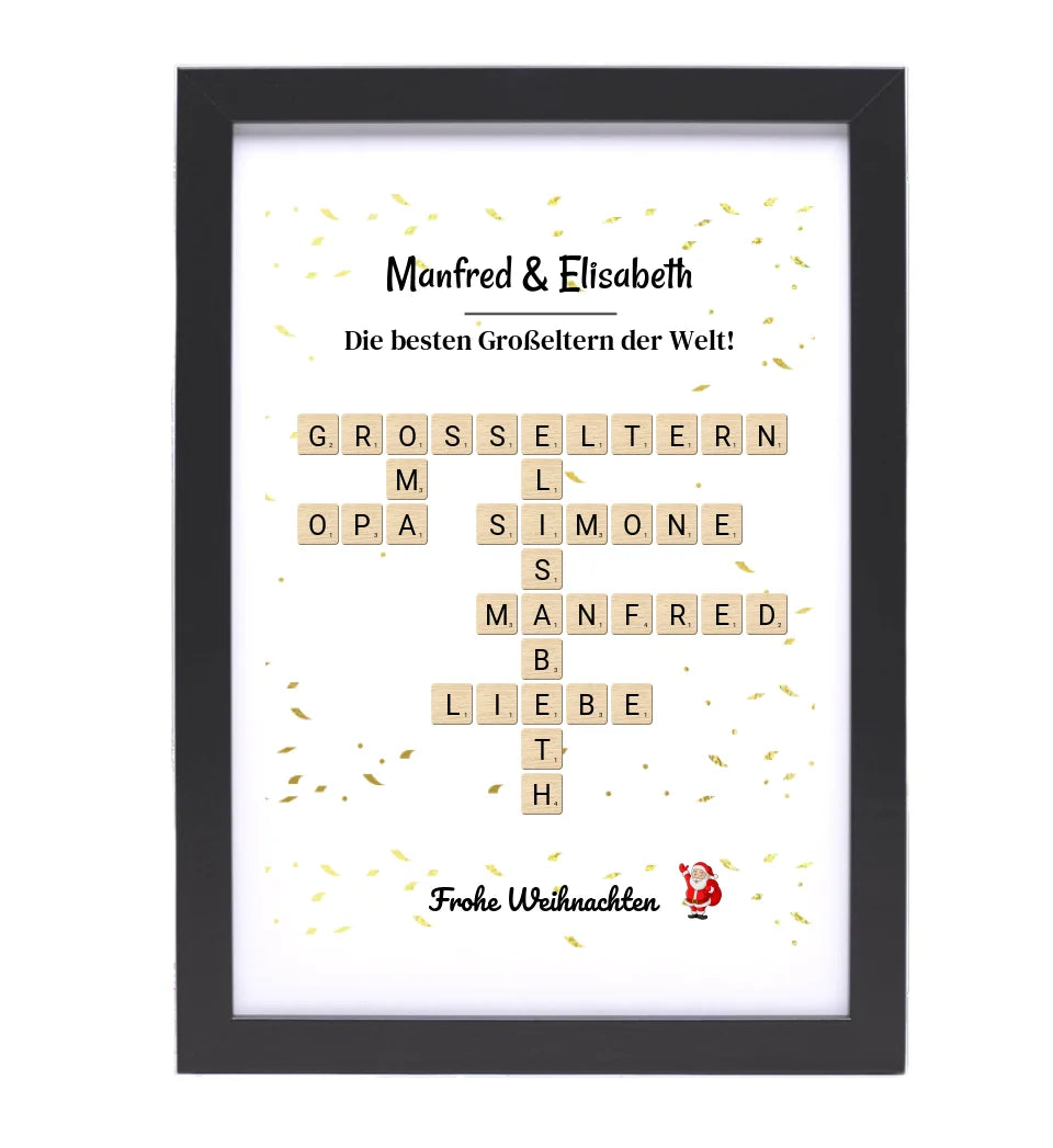 Großeltern Weihnachtsgeschenk Bild Scrabble Style personalisierbar