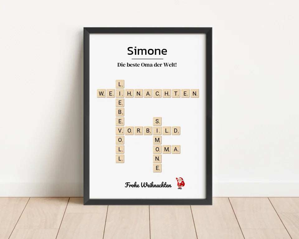 Großmutter Weihnachtsgeschenk Bild Scrabble Style personalisierbar