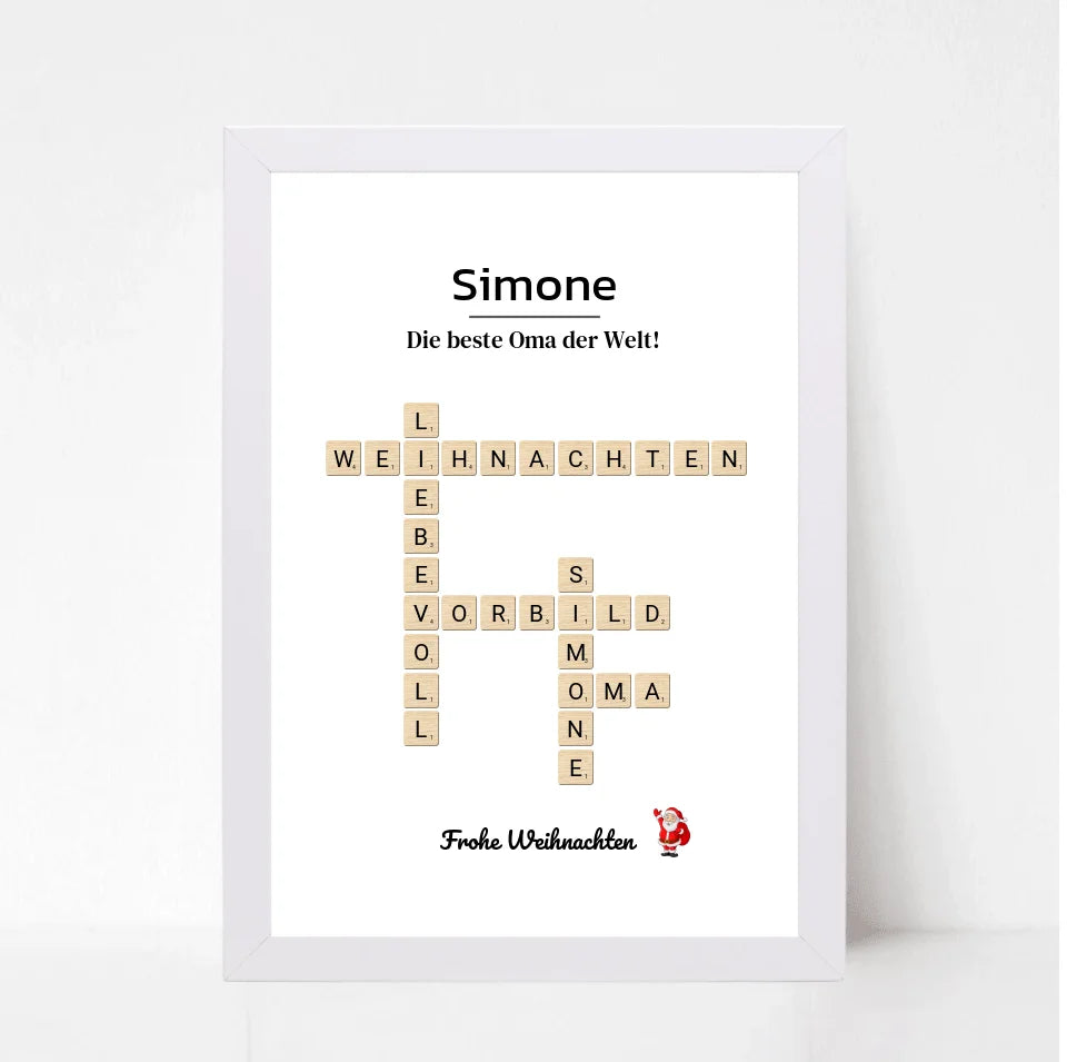 Großmutter Weihnachtsgeschenk Bild Scrabble Style personalisierbar