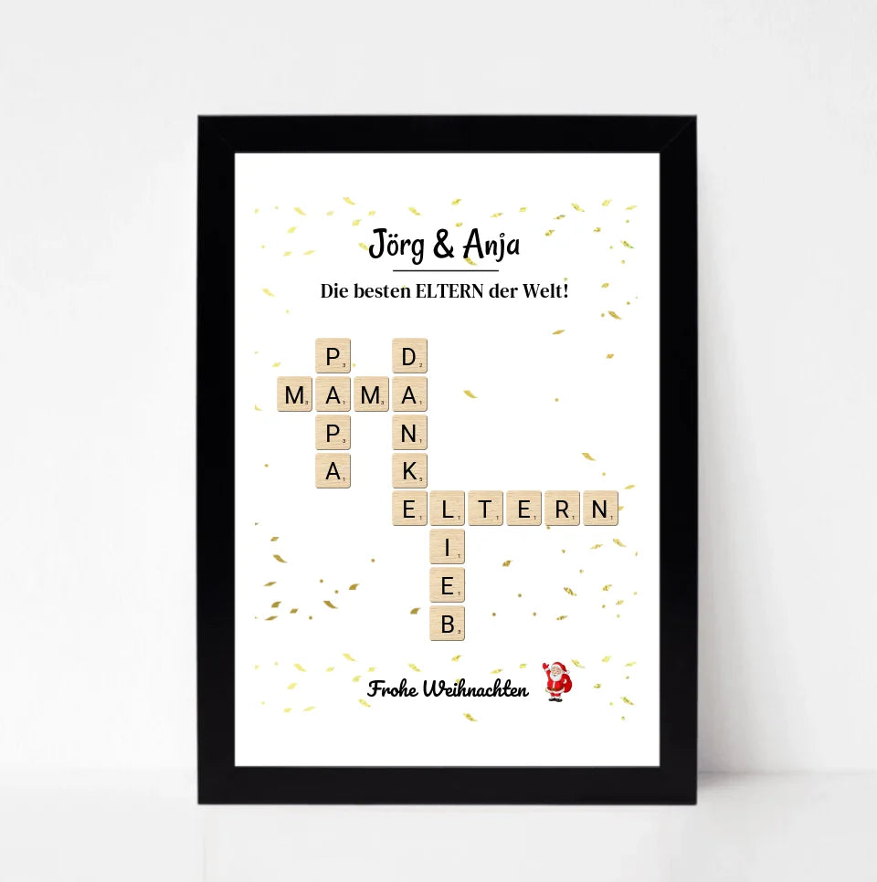 Eltern Weihnachtsgeschenk Bild Scrabble Style personalisierbar