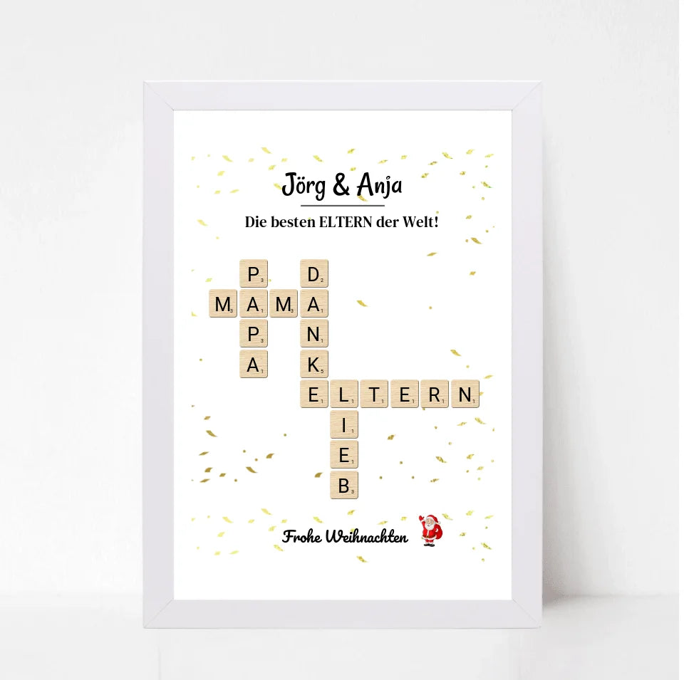 Eltern Weihnachtsgeschenk Bild Scrabble Style personalisierbar