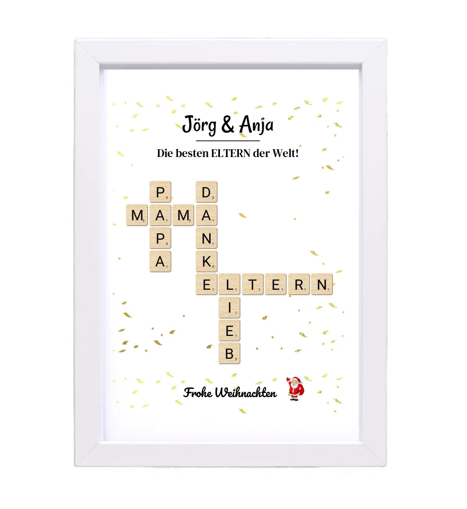 Eltern Weihnachtsgeschenk Bild Scrabble Style personalisierbar