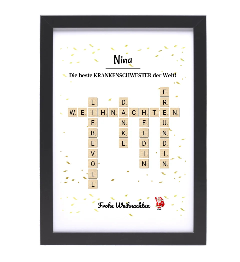 Krankenschwester Weihnachtsgeschenk Poster Scrabble Design