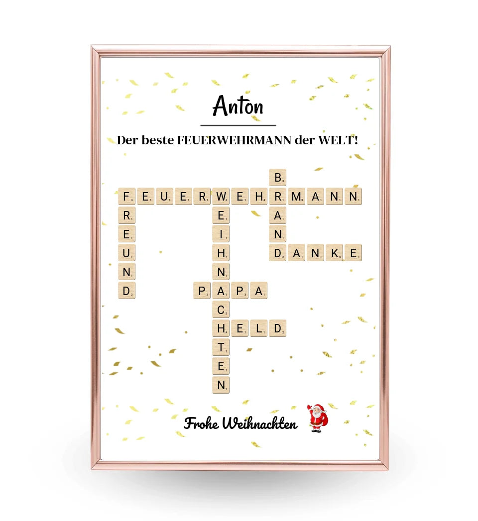 Feuerwehrmann Weihnachtsgeschenk Poster Scrabble Design