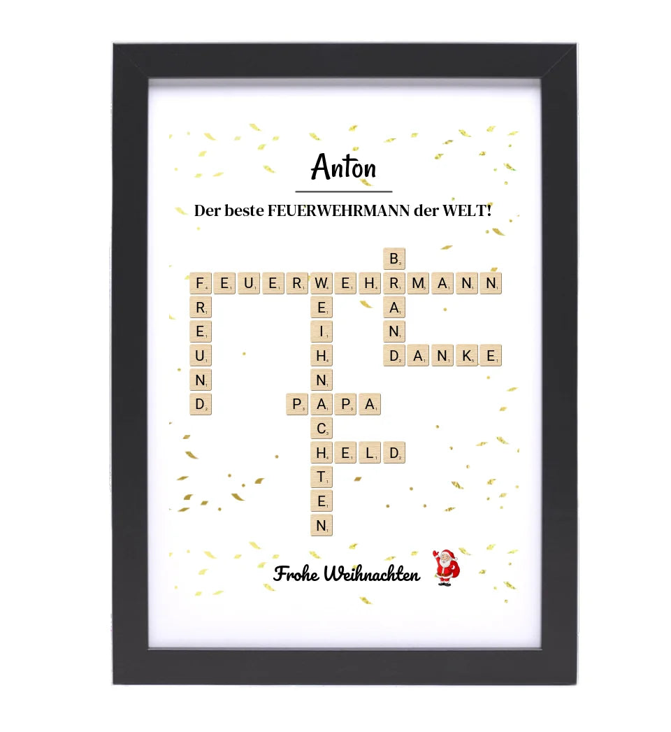 Feuerwehrmann Weihnachtsgeschenk Poster Scrabble Design