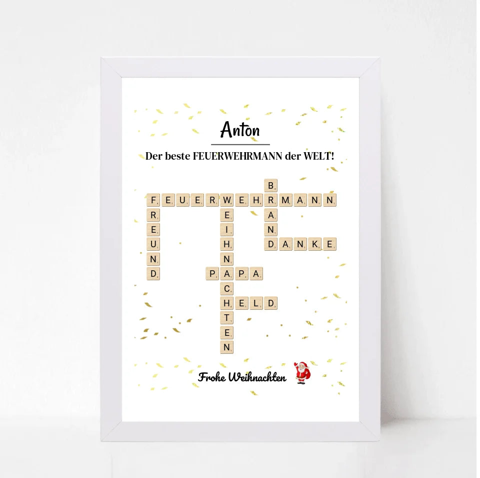 Feuerwehrmann Weihnachtsgeschenk Poster Scrabble Design