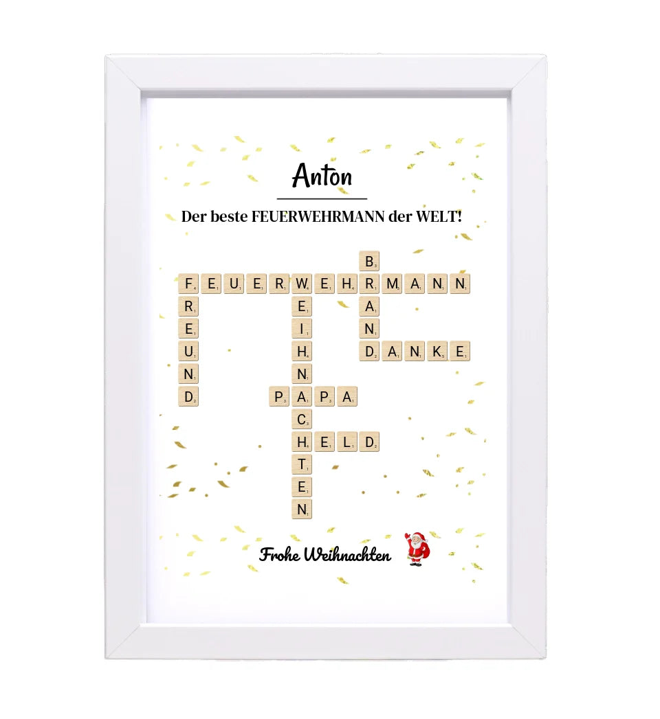 Feuerwehrmann Weihnachtsgeschenk Poster Scrabble Design