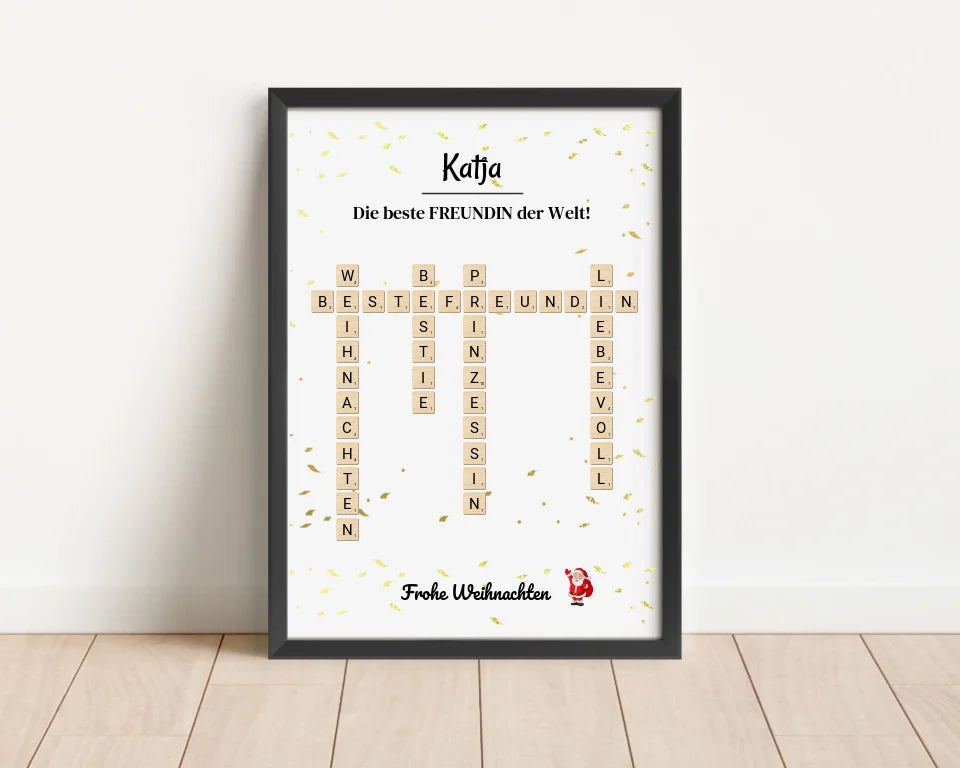 Weihnachtsgeschenk beste Freundin Poster Scrabble Design