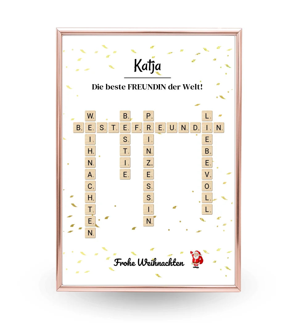 Weihnachtsgeschenk beste Freundin Poster Scrabble Design