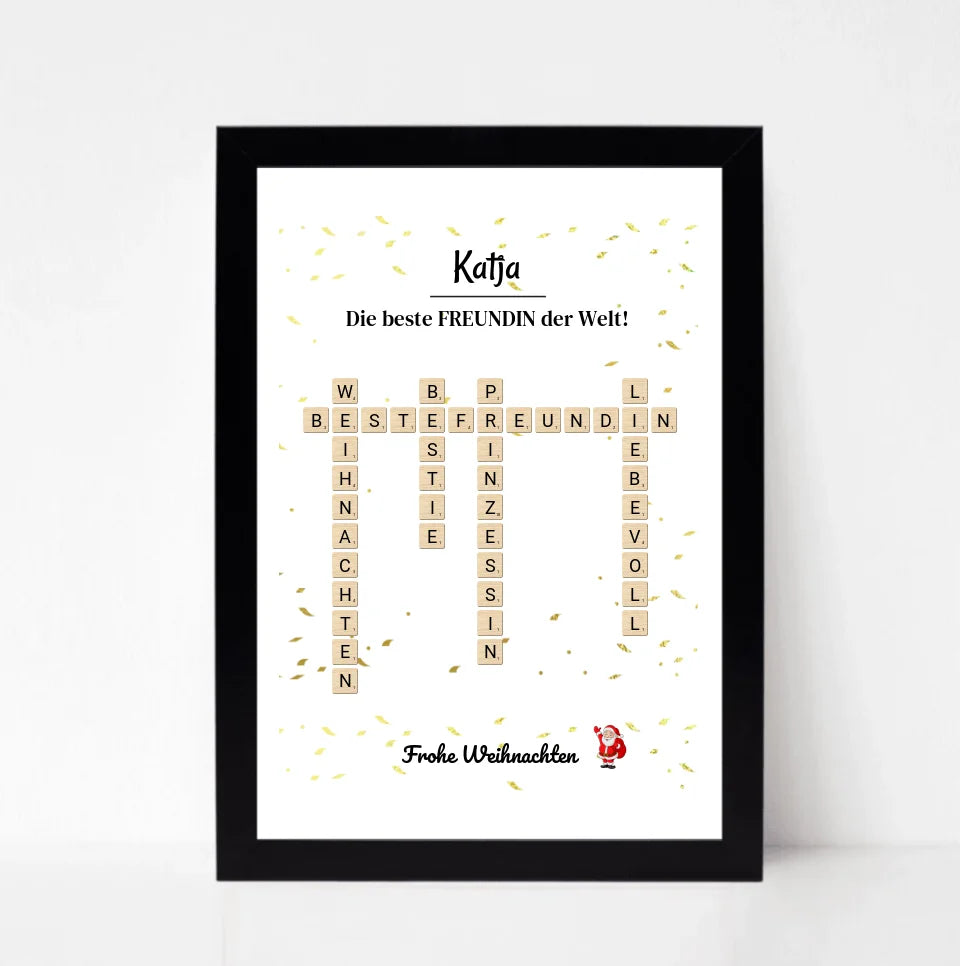 Weihnachtsgeschenk beste Freundin Poster Scrabble Design