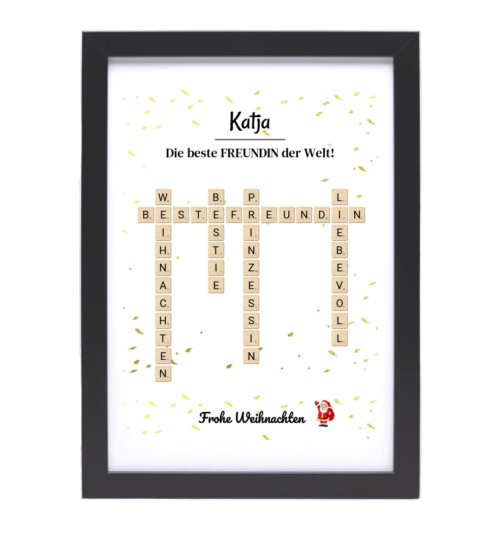 Weihnachtsgeschenk beste Freundin Poster Scrabble Design