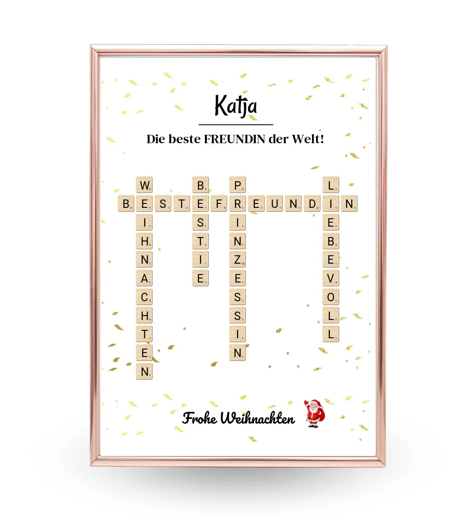 Weihnachtsgeschenk beste Freundin Poster Scrabble Design